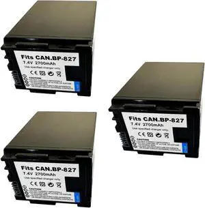 3x High Capacity Battery for Canon BP-827 BP-819 BP-809 BP-808 BP-807 BP-809S BP-809BK BP-809B