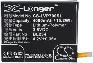 Battery for Lenovo A5000 DUAL P70t VIBE P1m BL234 CS-LVP700SL 3.8v X-Longer