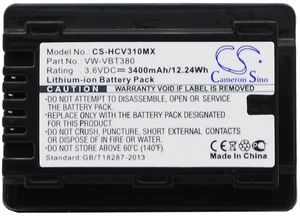 Battery for Panasonic HC-250EB HC-V130 HC-V210 HC-V270 VXF-999 VW-VBT190 3400mAh Battery for Panasonic HC-250EB HC-V130 HC-V210 HC-V270 VXF-999 VW-VBT190 3400mAh