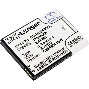 Battery for BLU D910A VIVO 4.3 C594604160T Mobile SmartPhone CS-BLU430SL 1750mAh Battery for BLU D910A VIVO 4.3 C594604160T Mobile SmartPhone CS-BLU430SL 1750mAh