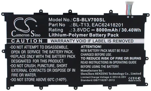 Battery for LG G Pad 10.1" Tablet V700 VK700 BL-T13 EAC62418201 CS-BLV700SL 3.8v Battery for LG G Pad 10.1" Tablet V700 VK700 BL-T13 EAC62418201 CS-BLV700SL 3.8v