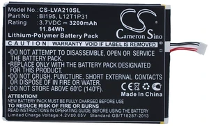 Battery for Lenovo A2 A2107 A2207 R6907 BL195 L12T1P31 Tablet CS-LVA210SL 3200mA Battery for Lenovo A2 A2107 A2207 R6907 BL195 L12T1P31 Tablet CS-LVA210SL 3200mA