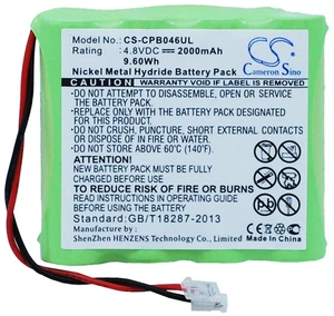 Battery for Universal AA x 4 CS-CPB046UL Cordless Phone 4.8v 2000mAh Ni-MH Battery for Universal AA x 4 CS-CPB046UL Cordless Phone 4.8v 2000mAh Ni-MH