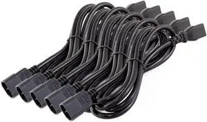 5-pack Power Extension cable 6ft Black C13 Female C14 Male 16AWG 10A 110V-250V