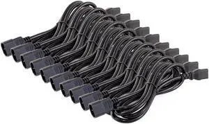 10-pack Power Extension cable 6ft Black C13 Female C14 Male 16AWG 10A 110V-250V