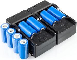 8 RCR123a Rechargeble Li-Ion Batteries & 2 AC Chargers for Arlo Security Cameras