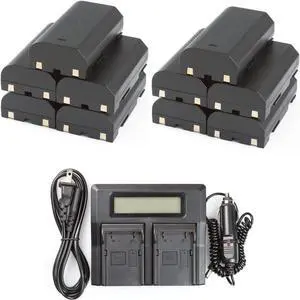 10 Batteries + LCD Dual Rapid Battery Charger for Trimble EiDLi1 5700 5800 R7 R8