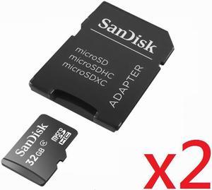 SanDisk Class 4 C4 Ultra microSDHC micro SD HC SDHC TF Memory Card 32G 32GB W/ ADAPTER + Plastic Case SDSDQAB-032G HK071 - Pack of 2