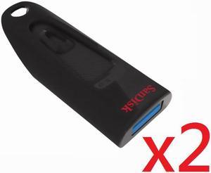 SanDisk 64GB 64G 64 GB Cruzer Ultra CZ48 USB 3.0 Flash Drive - up to 80MB/s Transfer Speed, with SecureAccess - Pack of 2