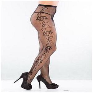 Rose Fishnet Hose 1789 Coquette Black One Size Fits All