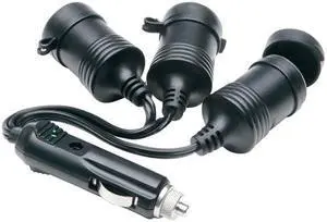 RoadPro 12V 3 Outlet Platinum Series Cigarette Lighter Adapter with Short Cord RPPSP-211 ROADPRO