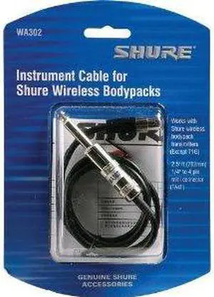 Shure WA302 Instrument Cable for Body-Pack Transmitters, 2'