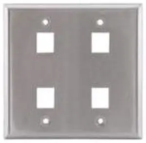 HUBBELL PREMISE WIRING SSF204 Plate,4 Ports,Gray,Wall