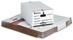 Economy Storage Box w/Tie Closure, Legal, Fiberboard, White, 12/Carton