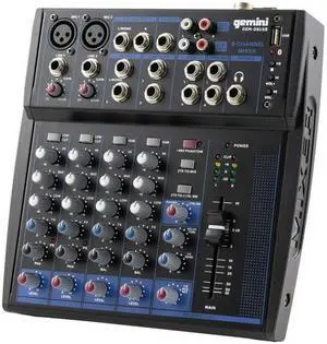 Gemini compact 8-channel Bluetooth mixer with USB playback