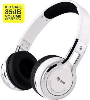 Contixo KB-2600 Kid Safe 85dB Over The Ear Foldable Wireless Bluetooth Headphone with Volume Limiter, Built-in Micro Phone, Micro SD Card Music Player, FM Stereo Radio, White