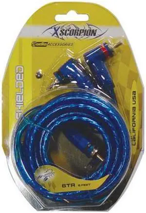 XSCORPION 6TR RCA CABLE 6' XSCORPION BLUE TRIPLE SHIELDED W/REMOTE WIRE