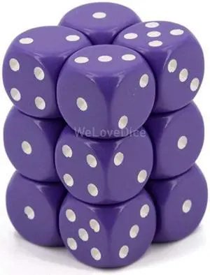 chessex chx25607 dice - opaque: 12d6 purple/white chessex chx25607 dice - opaque: 12d6 purple/white