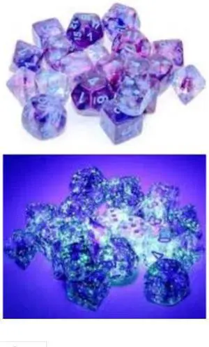 chessex d10 dice set: nebula luminary - nocturnal w/blue (10)