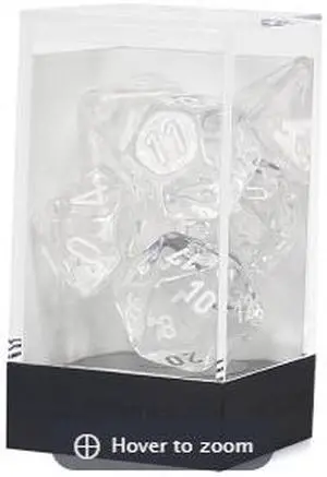 chessex translucent: 7pc clear/white chessex translucent: 7pc clear/white