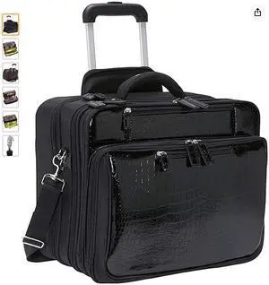 Francine Collection Croco Roller Carrying Case (Roller) for 17.3' Notebook - Black