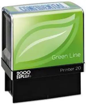 2000 Plus Green Line Message Stamp Confidential 1 1/2 x 9/16 Blue