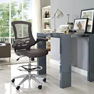 Attainment Vinyl Drafting Stool in Brown