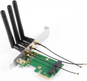 Mini PCI E Express to PCI E Wireless Adapter w 3 Antenna WiFi for PC