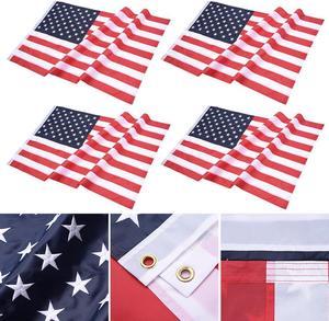 4 Pcs 3x5 FT American Flag Sewn Stars Stripes 210D Oxford UV Resistant with Grommets US