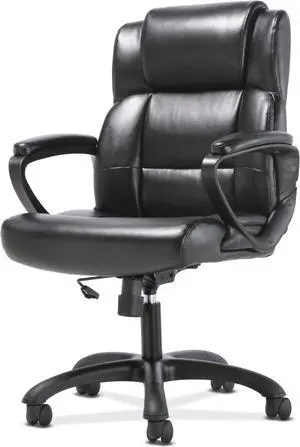 Sadie Mid-Back Executive Chair | Fixed Padded Arms | Black Leather