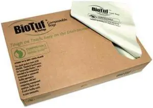 Heritage Y8046TE R01 Biotuf Compostable Can Liners, 40-45 gal, .9 mil, 40x46, Light Green, 100/Carton