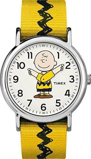 Men's Timex Weekender X Peanuts Yellow Charlie Watch TW2R41100 TW2R41100JT
