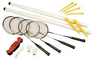 Champion Sports DBSET Deluxe Badminton Set - 20 ft Net with 4 Rackets - 2 Shuttlecocks