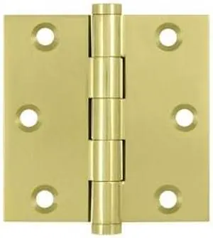 3 in. Square Solid Brass Hinge in Polished Brass - Pair