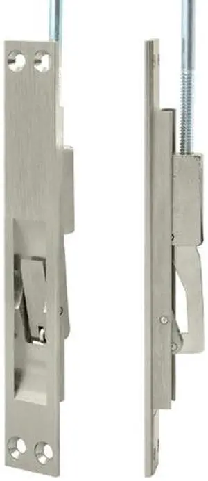 Solid Brass Extension Flush Bolt w Stainless Steel Extension Rod (12 in. - Brushed Chrome)