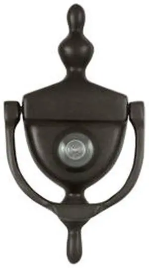 Solid Brass Door Knocker w Viewer (Oil Rubbed Bronze)