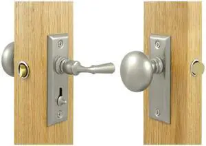 Solid Brass Rectangular Storm Door Latch w Tubular Lock (Satin Nickel)