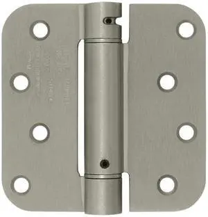 4 in. x 4 in. x 0.63 in. Radius Single Action Steel Spring Hinge (Antique Brass)
