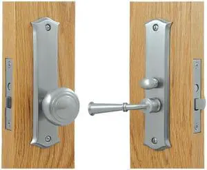Solid Brass Classic Storm Door Latch w Mortise Lock (Satin Nickel)