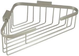 13 in. Solid Brass Corner Wire Basket (Satin Nickel)