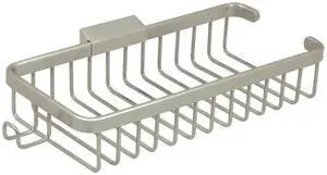 10 in. Solid Brass Rectangular Wire Bathroom Basket w Hook (Chrome)