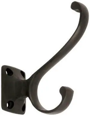 Heavy Duty Solid Brass Coat & Hat Hook (Paint Black)