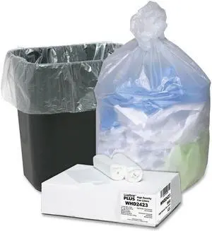 Webster WHD2423 Ultra Plus High Density Trash Can Liner 10 gal - 24" x 24" - 0.31 mil (8 Micron) Thickness - High Density - Resin - 500/Carton - Natural