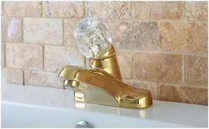 SINGLE ACRYLIC HANDLE 4 CNTR SET PB, LESS-Polish Brass Finish