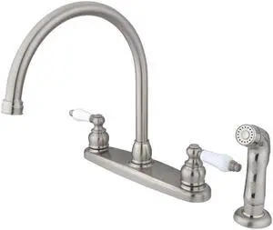 Double Handle Goose Neck Kitchen Faucet with Sprayer