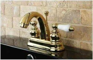 Kingston Brass KB5612PL Restoration 4-Inch Centerset Lavatory Faucet, Polished Brass (Not CA/VT Compliant)