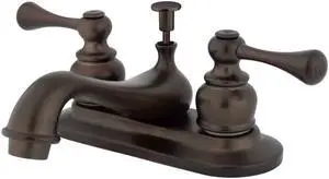 Two Handle 4" Centerset Lavatory Faucet with Retail Pop-up in Oil Rubbed Bronze by Kingston Brass