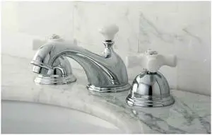 RESTORATION WIDESPREAD LAV FCT CP, PORCELAIN CROSS-Chrome Finish