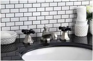 Kingston Brass KS4468PKX Metropolitan Onyx Widespread Lavatory Faucet With Black