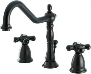 Kingston Brass KS1995PKX Heritage Onyx Widespread Lavatory Faucet With Black Por